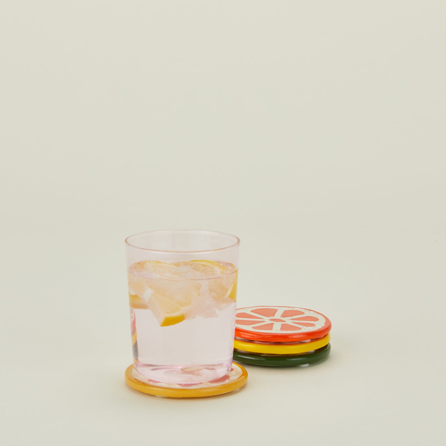 Citrus Ceramic Coasters, Set of 4 with glass