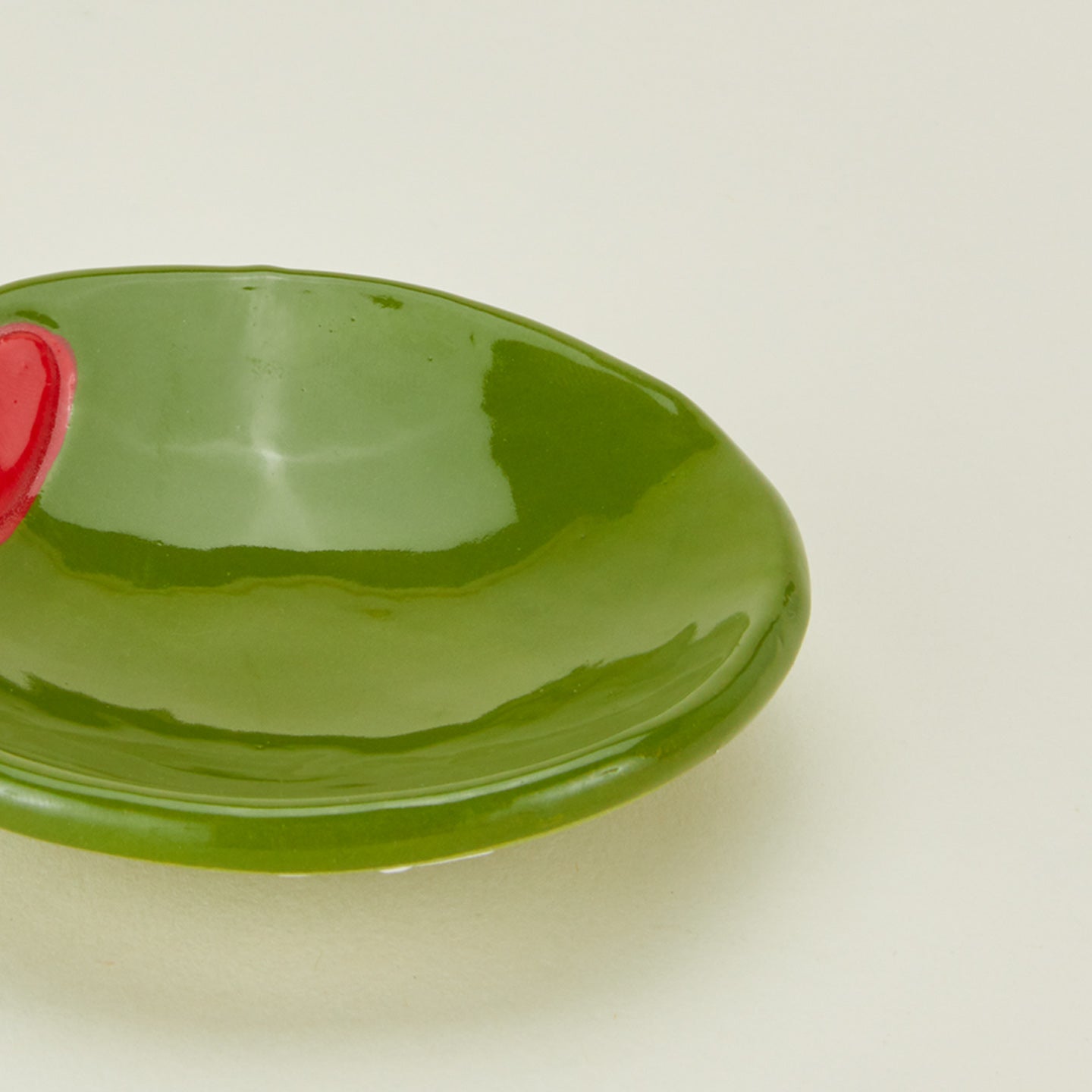 Close up view of Olive Ceramic Dish