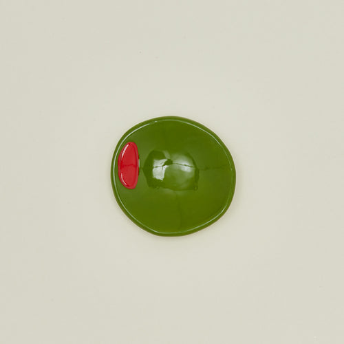 Overhead view of Olive Ceramic Dish