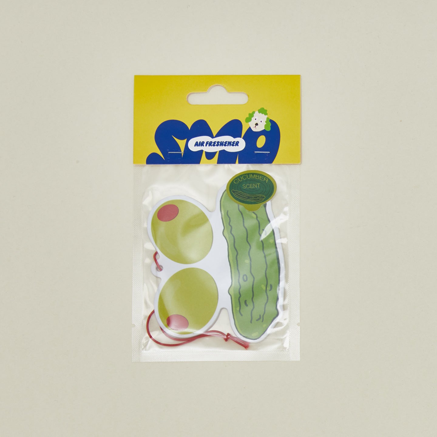 Olive face air freshener in packaging