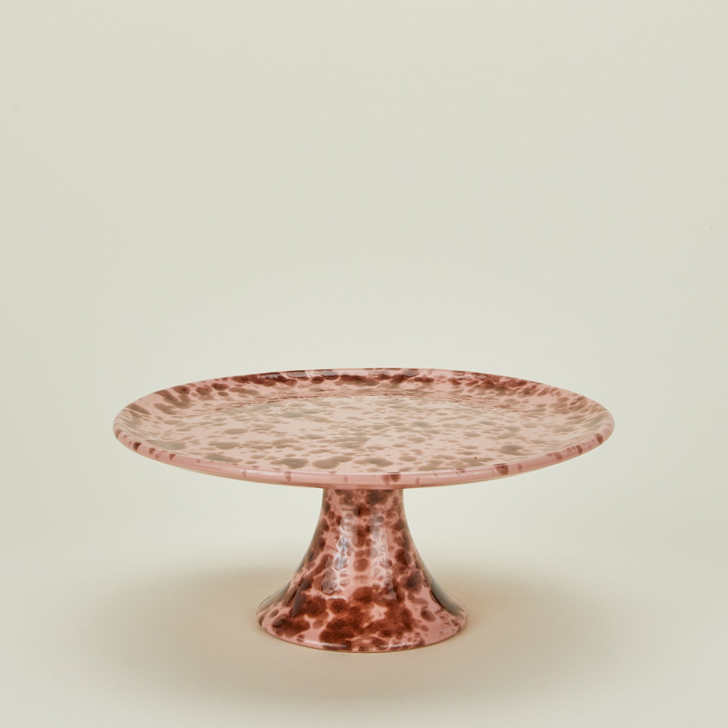 Splatterware cake stand in blush and terracotta