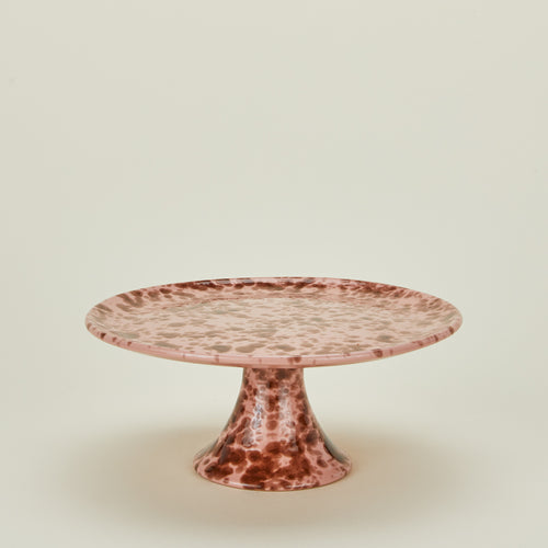Splatterware cake stand in blush and terracotta