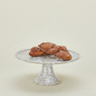 Splatterwware cake stand in grey and white with baked goods