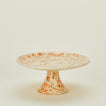 Splatterware cake stand in ivory and bronze