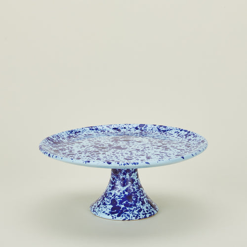 Splatterware cake stand in sky and cobalt