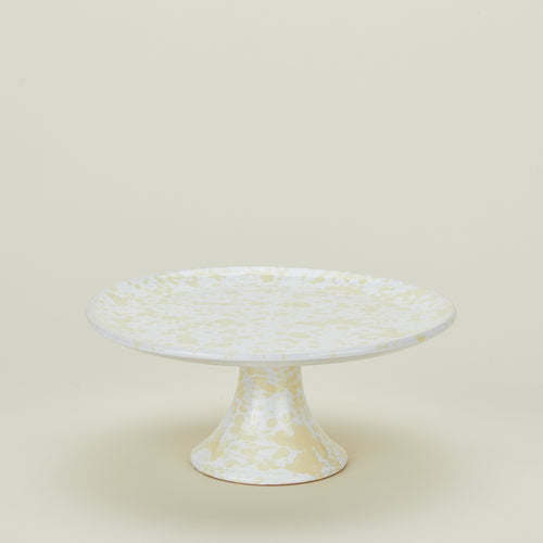 Splatterware cake stand in white and ivory