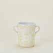 Splatterware crock in white and ivory