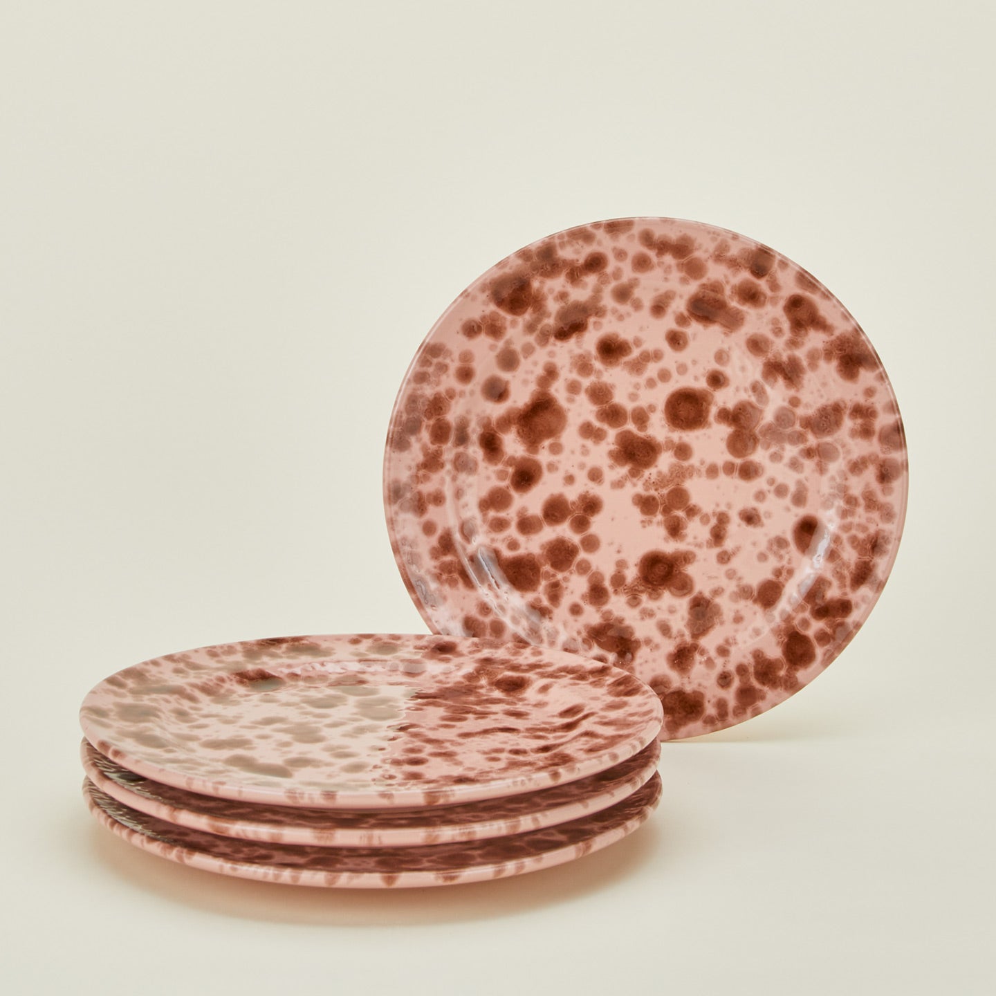 Splatterware dinner plates set of 4 in blush and terracotta