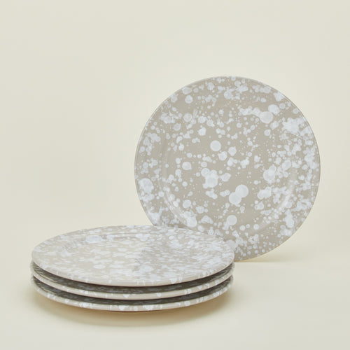 Splatterware dinnerplates set of 4 in grey and white