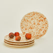 Splatterware dinnerplates set of 4 in ivory and bronze with radishes