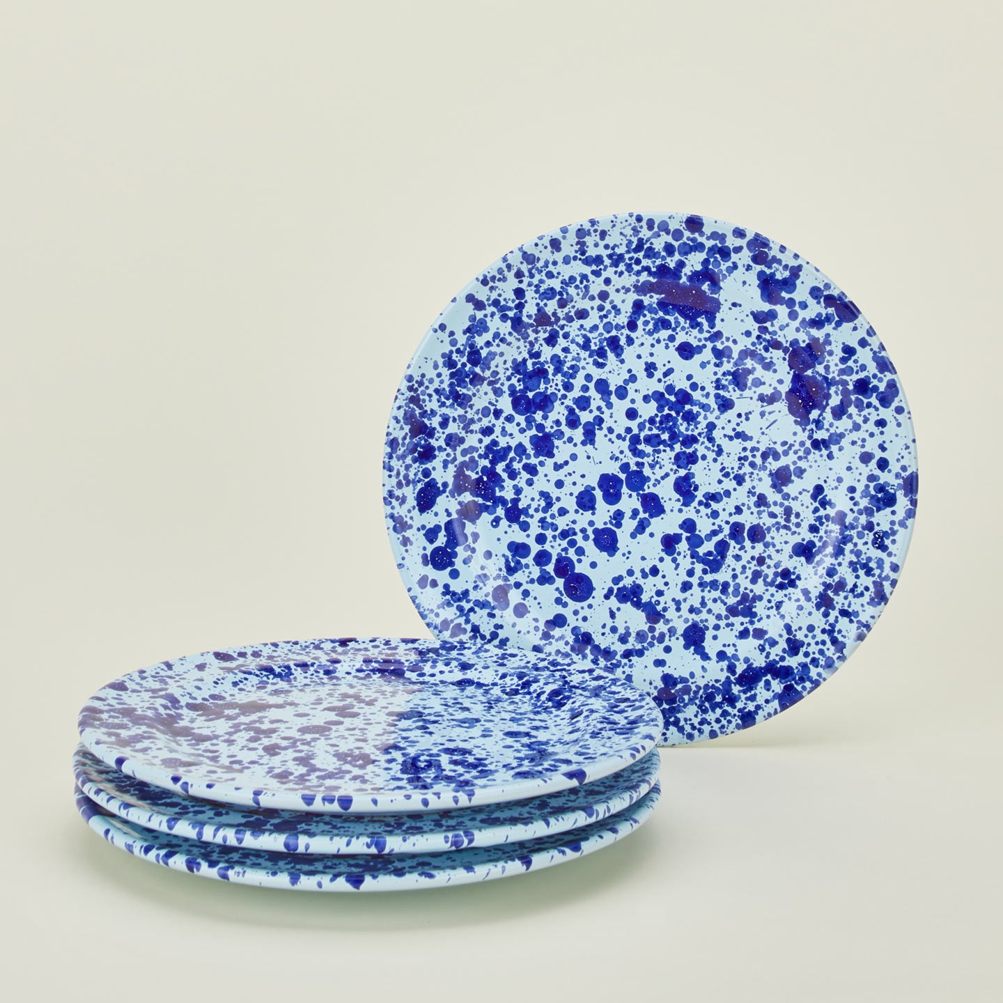 Splatterware dinner plate set of 4 in sky and cobalt