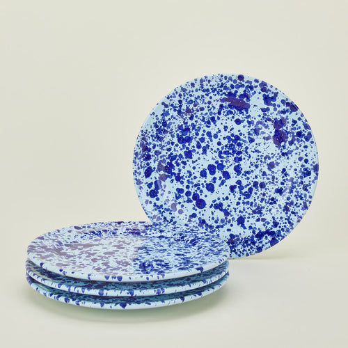 Splatterware dinner plate set of 4 in sky and cobalt