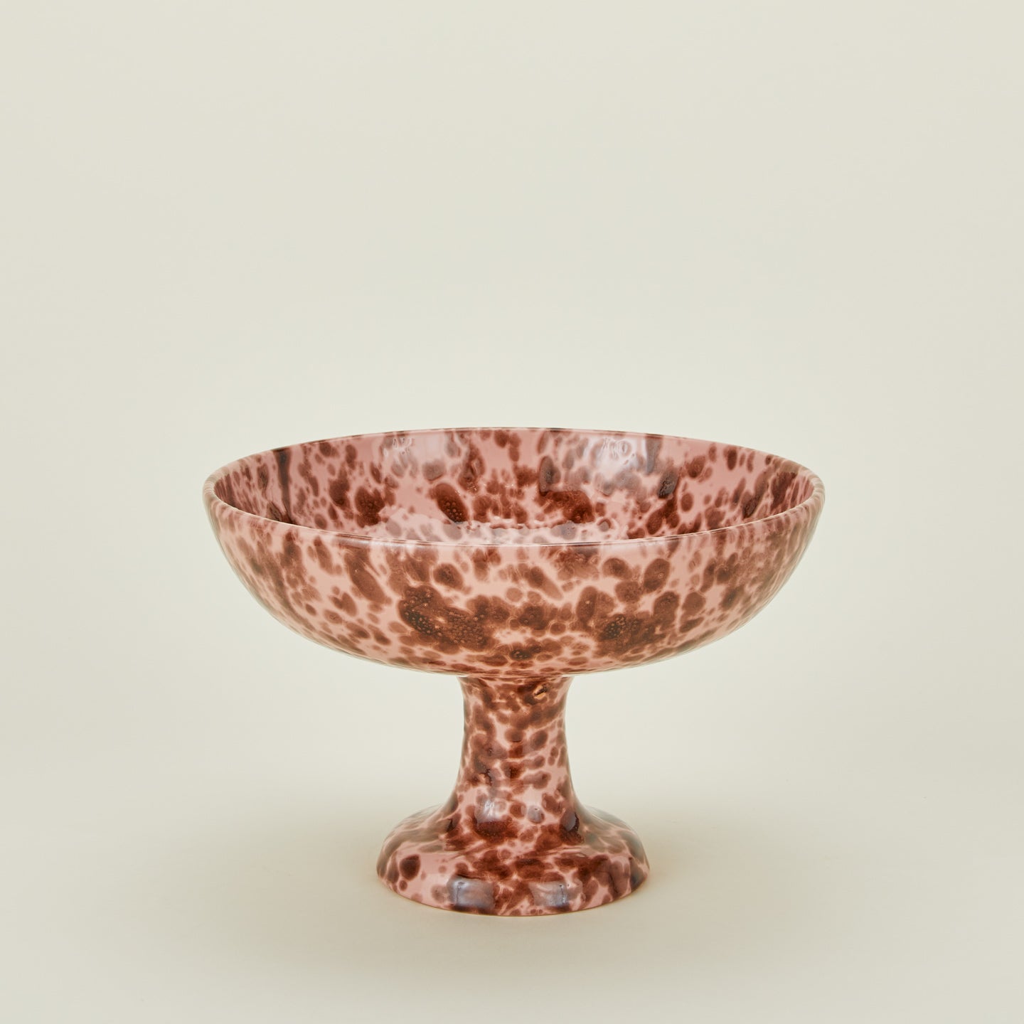 Splatterware footed bowl in blush and terracotta