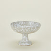 Splatterware footed bowl in grey and white
