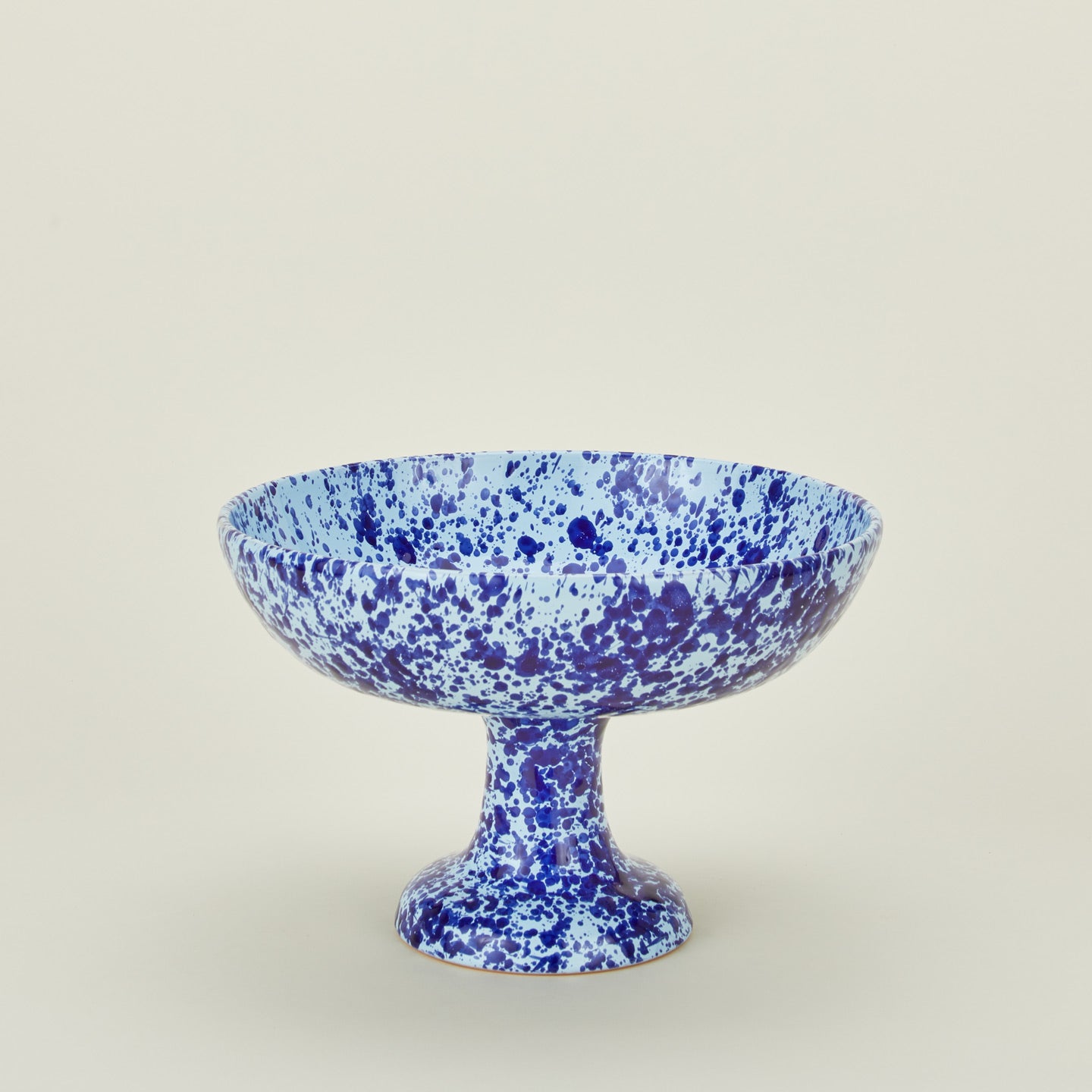 Splatterware footed bowl in sky and cobalt