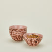 Splatterware large bowls in blush and terracotta with cereal