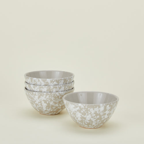 Splatterware large bowls set of 4 in white and grey 