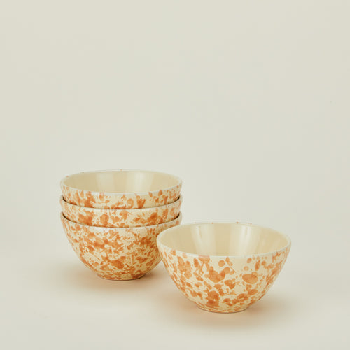 Splatterware large bowl set of 4 in ivory and bronze