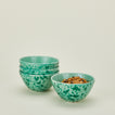 Splatterware large bowls set of 4 in sage and green with cereal
