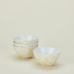 Large splatterware bowls set of 4 in white and ivory