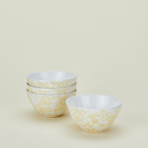 Large splatterware bowls set of 4 in white and ivory