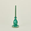 Large splatterware candlestick holder in sage and green with candle
