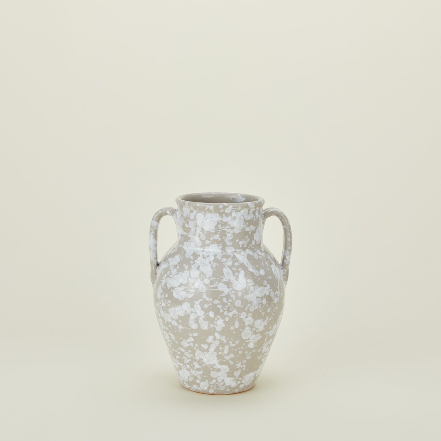 Large splatterware vase in grey and white