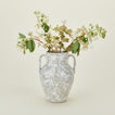 Large splatterware vase in grey and white with florals