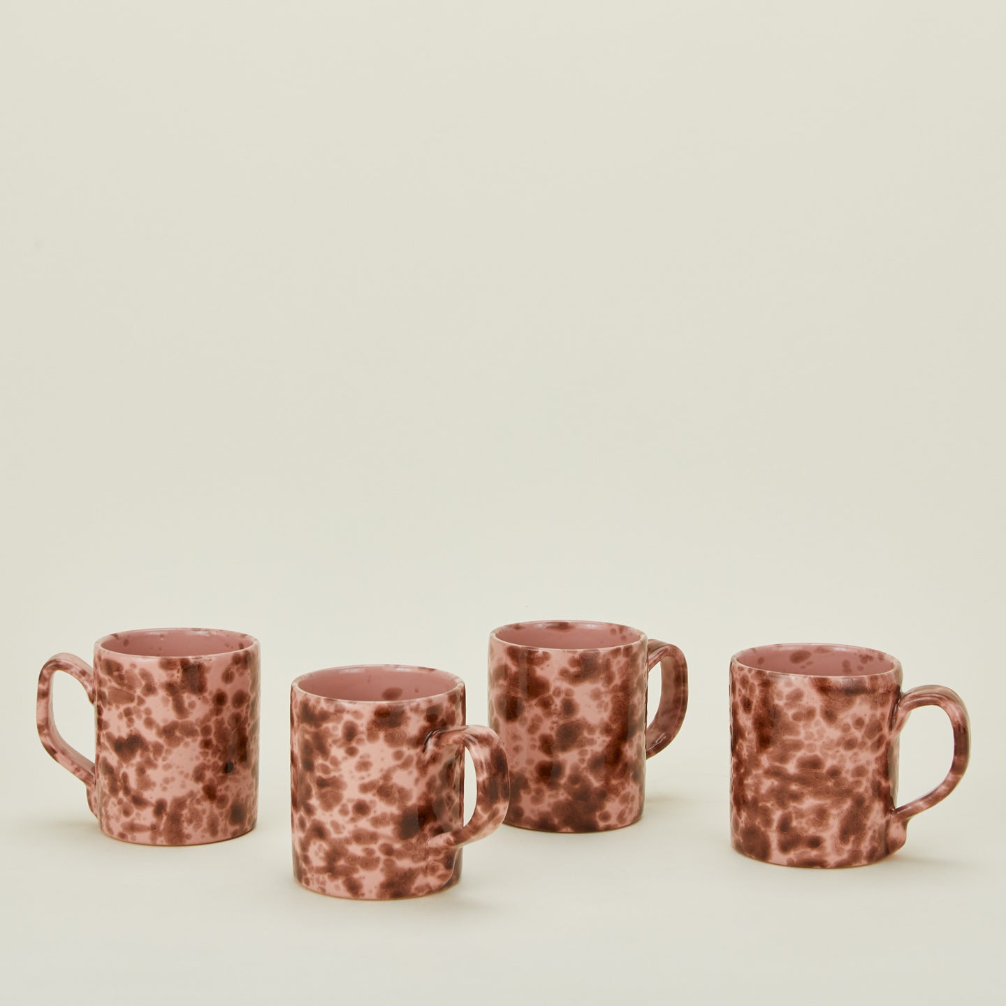 Splatterware mugs set of 4 in blush and terracotta
