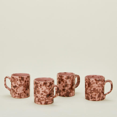 Splatterware mugs set of 4 in blush and terracotta