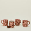 Splatterware mugs set of 4 in blush and terracotta with cookies