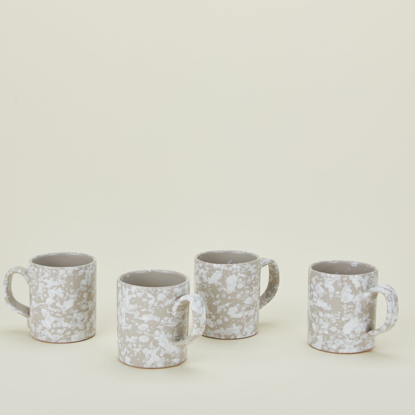 Splatterware mugs set of 4 in grey and white