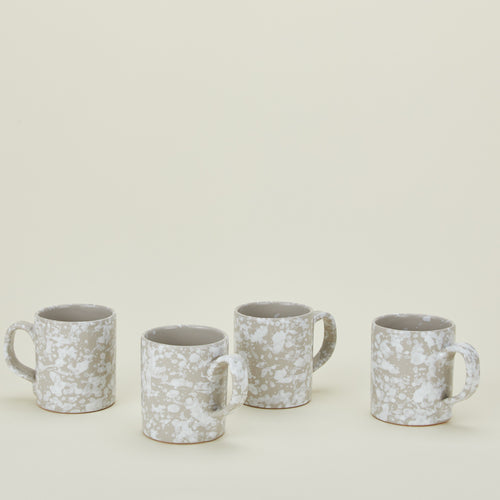 Splatterware mugs set of 4 in grey and white