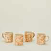 Splatterware mugs set of 4 in ivory and bronze