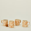 Splatterware mugs set of 4 in ivory and bronze with tea and cookies