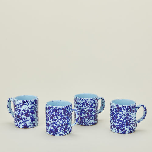 Splatterware mug set of 4 in sky and cobalt
