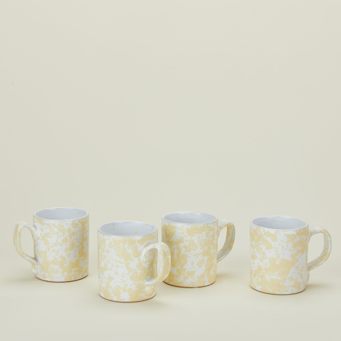 Splatterware mugs set of 4 in white and ivory