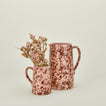 Large splatterware candlestick holder in blush and terracotta with florals