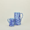 Large and small splatterware pitcher in sky and cobalt
