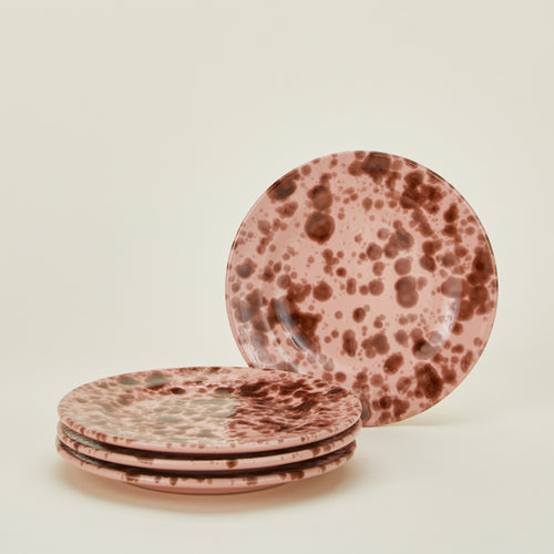 Splatterware salad plate set of 4 in blush and terracotta