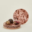 Splatterware salad plate set of 4 in blush and terracotta with fruit