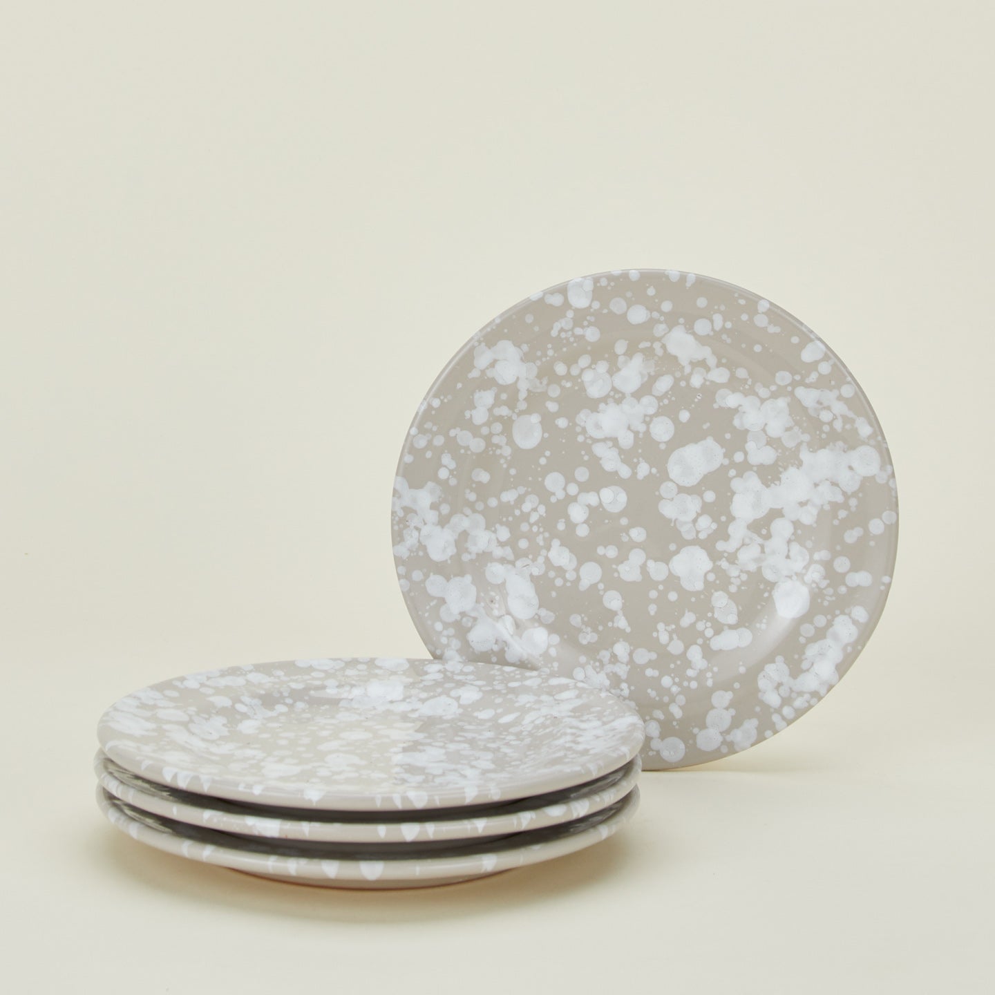 Splatterware salad plates set of 4 in grey and white