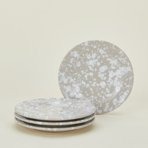 Splatterware salad plates set of 4 in grey and white