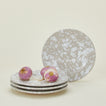 Splatterware salad plates set of 4 in grey and white with radishes