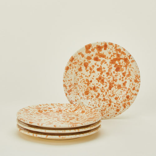 Splatterware salad plates set of 4 in ivory and bronze