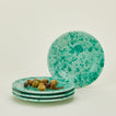 Splatterware salad plate set of 4 in sage and green with olives