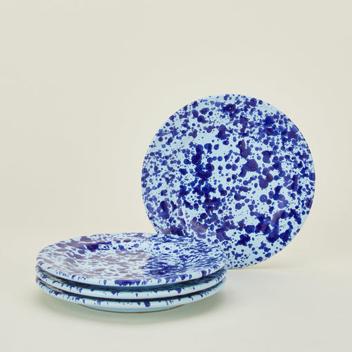 Splatterware salad plate set of 4 in sky and cobalt