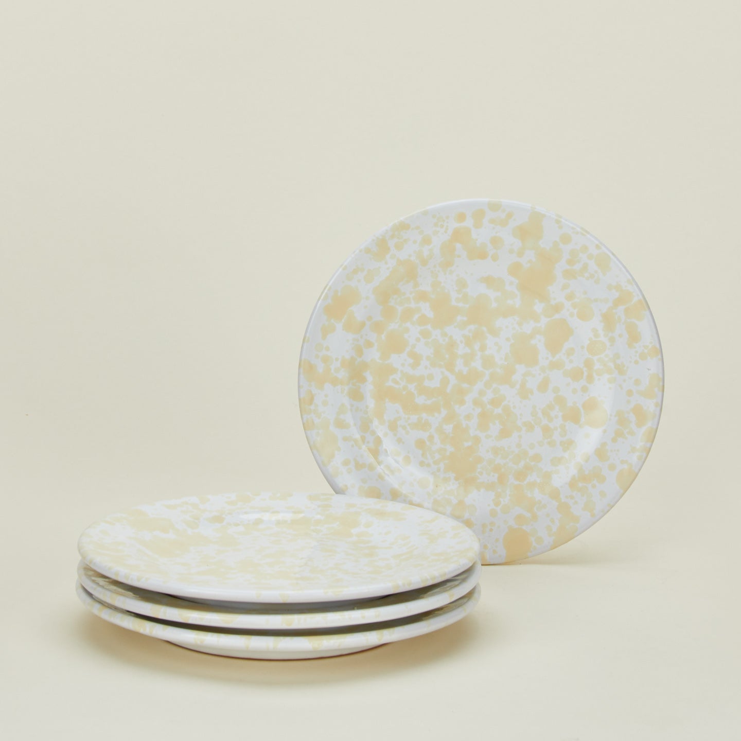 Splatterware salad plates set of 4 in white and ivory
