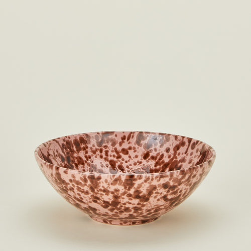 Splatterware serving bowl in blush and terracotta