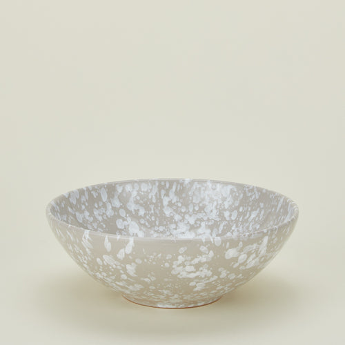 Splatterware serving bowl in grey and white